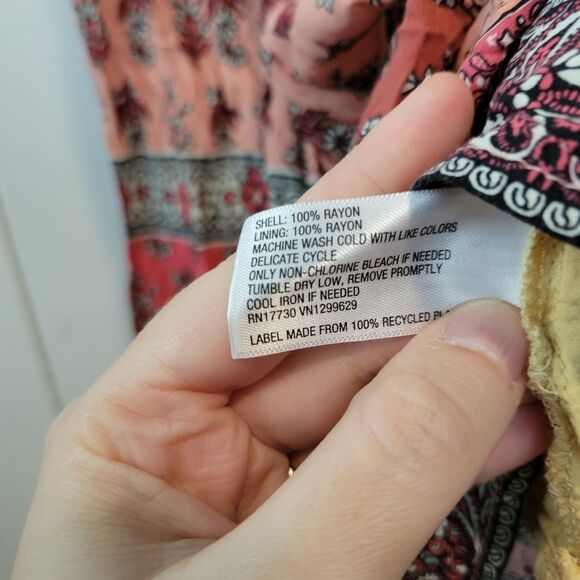 Knox Rose Desert Red Sleeveless Tiered Bohemian Multicolor Midi Dress Size M - Picture 7 of 7